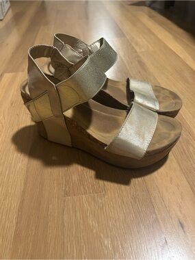 Pierre Dumas Metallic Gold Wedges